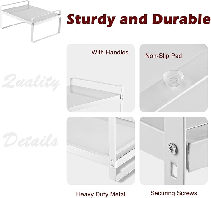 3 Pack Expandable Cabinet Shelf Organizer Kitchen Shelf Riser Stackable Pantry Shelves Kitchen Organizers and Storage Metal Spice Rack Countertop Organizer Cupboard Adjustable Shelfs Desk Rack Shelf-CasaMuseHome