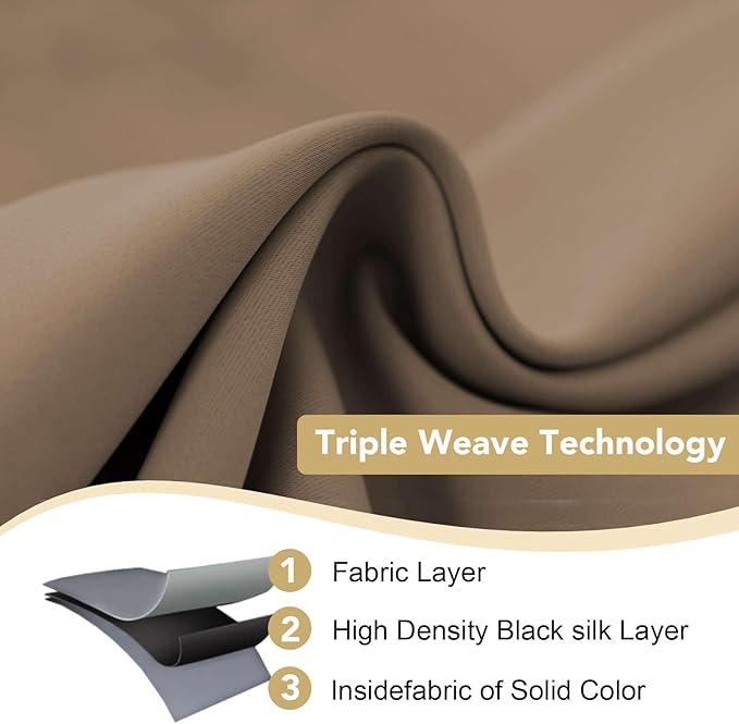 H.VERSAILTEX Thermal Insulated Blackout Window Panels Microfiber Formaldehyde-Free Kids Curtains for Holiday Season Home Decoration,Grommet Top,52 by 96 - Inch - Macchiato - Set of 2-CasaMuseHome