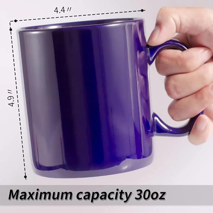 30oz Super Large Ceramic Coffee Mugs Large Handles Set of 2 (Cobalto)-CasaMuseHome