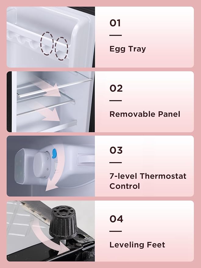 3.5 Cu.Ft Mini Fridge with Freezer, Compact Refrigerator with 2 Doors for Office, Kitchen, Dorm and Bedroom, Small Fridge with 7 Level Temp Adjustable Thermostat, Wood-CasaMuseHome