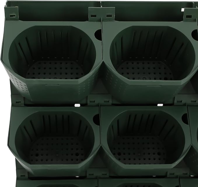 36 Pockets Hanging Planter Bags, Vertical Wall Mounted Plant Planting Grow Bags, Stackable Wall Planter with Timer, Self Watering Hanging Planters for Outdoor Indoor Garden-Green-CasaMuseHome