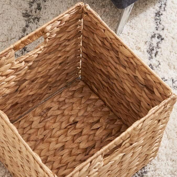 12x12x12 Storage Cube, Water Hyacinth Storage Baskets, Wicker Storage Baskets for Shelves, Woven Baskets for Storage, Square Wicker Storage Basket for Bedroom, Living Room (4 Packs 12x12in)-CasaMuseHome