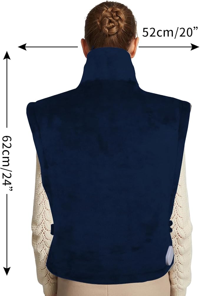 26" x 35" Flannel Neck&Shoulder&Back Heating Pad with 12 Temperature Settings&Countdown Timer, Pain Relief for Back/Neck/Shoulders/Menstrual Pain, Christmas Gifts for Women Men Mom Dad(Navy Blue)-CasaMuseHome