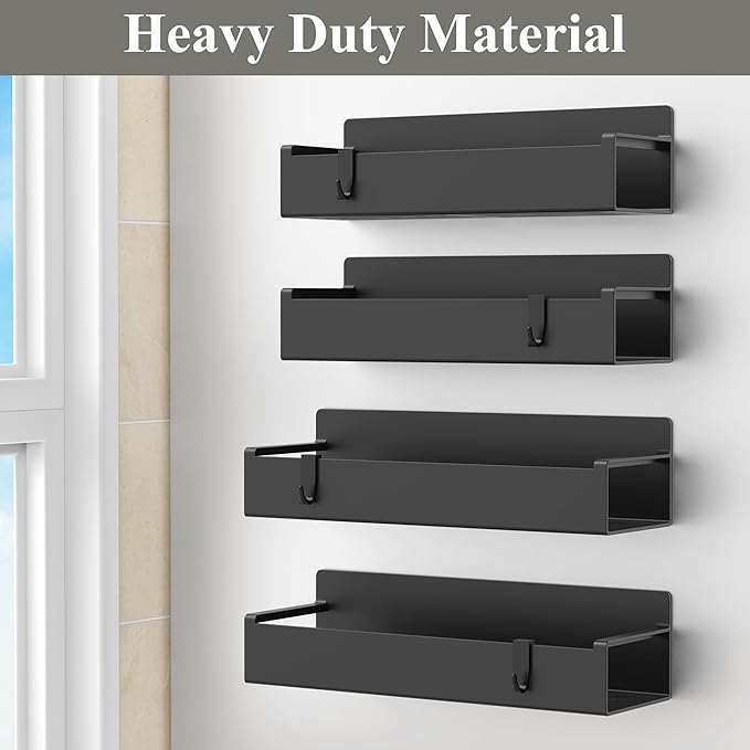 4 Pack Magnetic Spice Rack Organizer for Refrigerator and Oven, Black Fridge Organizers and Storage for Kitchen-CasaMuseHome