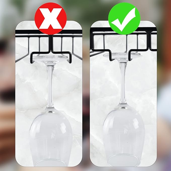 4 Rows Wine Glass Rack Under Cabinet Hanging Stemware Wine Glass Holder Under Shelf Wire Wine Glasses Racks Hanger for Bar, Kitchen (1, 4 Rows)-CasaMuseHome