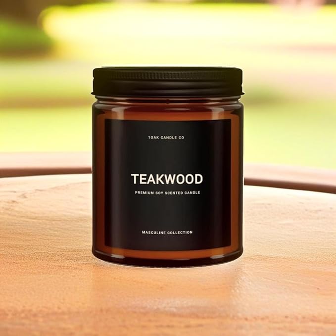 1OAK Scented Candles for Men - Teakwood & Masculine - Soy Wax, Long Burning Premium-CasaMuseHome
