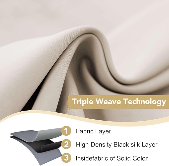 H.VERSAILTEX Thermal Insulated Blackout Window Panels Microfiber Formaldehyde-Free Kids Curtains for Holiday Season Home Decoration,Grommet Top,52 by 96 - Inch - Natural - Set of 2-CasaMuseHome