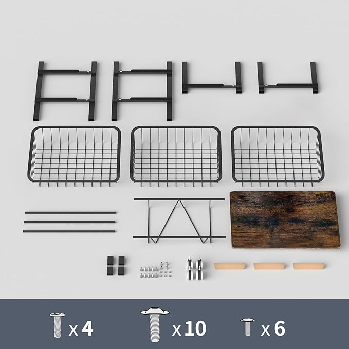 4-Layer Fruit Basket Kitchen Food Organizer and Rack, Stackable Storage Cart with Desktop, Pull-Out Hollow Metal Basket, Sliding Out Storage (Black 4-Layer Rack)-CasaMuseHome