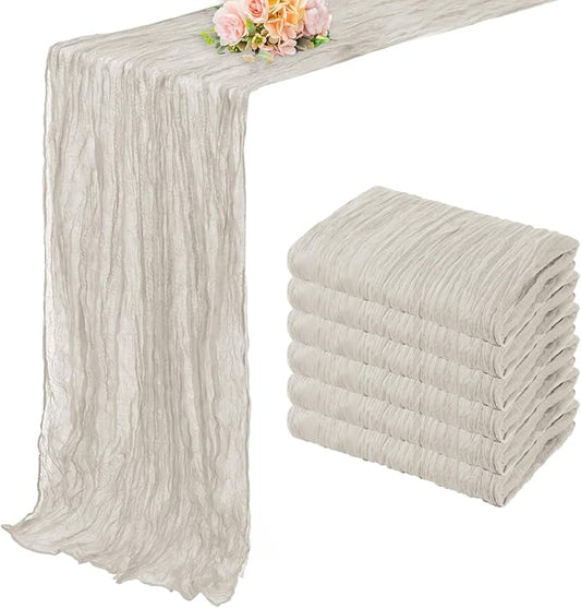 6 Pack Rose Brown Cheesecloth Table Runner 10FT Rustic Gauze Fabric Cheese Cloth Table Runner for Wedding Bridal Baby Shower Table Decor Boho Sheer Birthday Party Table Decorations 20 x 120 Inch Long-CasaMuseHome