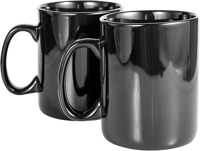 30oz Super Large Ceramic Coffee Mugs Large Handles Set of 2 (black)-CasaMuseHome