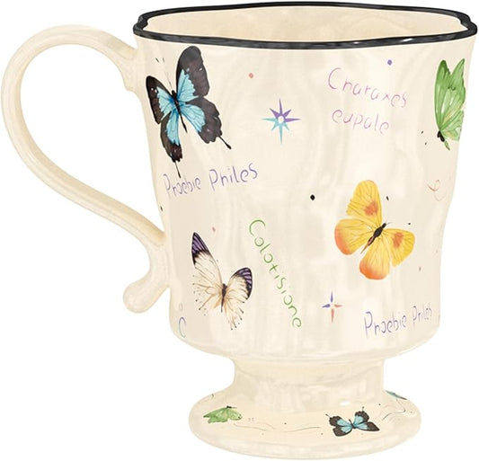 360ml -12.17oz Painted Butterfly Ceramic Mug - Cute Coffee Cup for Latte, Espresso - Gift for Women, Dishwasher Safe-CasaMuseHome