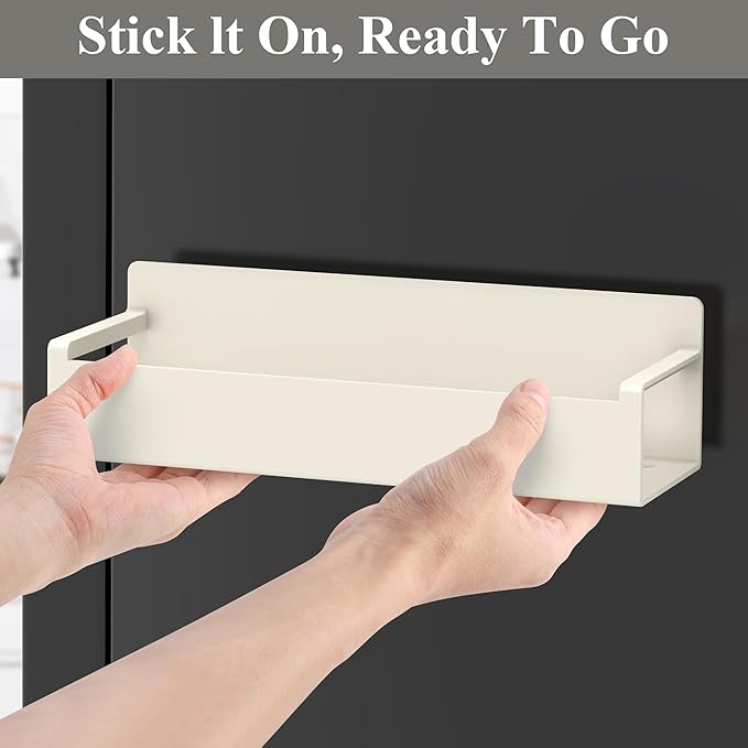 4 Pack Magnetic Spice Rack Organizer for Refrigerator and Oven, Cream White Fridge Organizers and Storage for Kitchen-CasaMuseHome