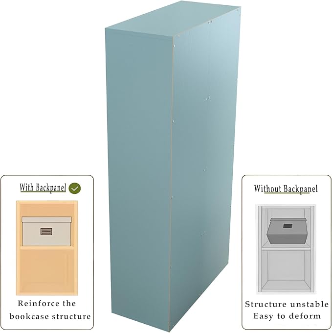 8-Cube Storage Shelf Bookcase - Wooden 4-Tier Floor Standing Open Bookshelf, Modern TV Stand up to 55 Inchs for Home and Office, Light Blue-CasaMuseHome