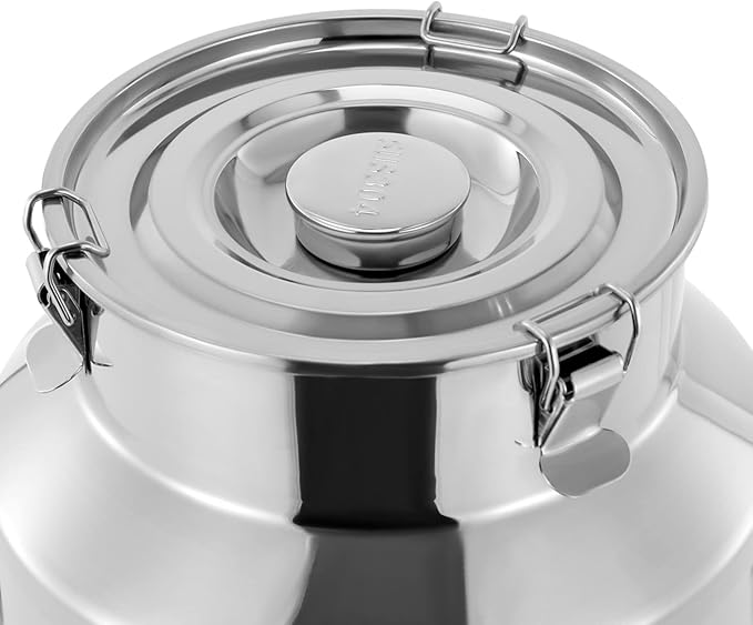 304 Food-Grade Stainless Steel Ice Bucket with Lid, 28L/7.4Gallon Good Sealing Storage Canister Milk Bucket Milk Can for Coffee, Tea, Water, Milk, Soup-CasaMuseHome