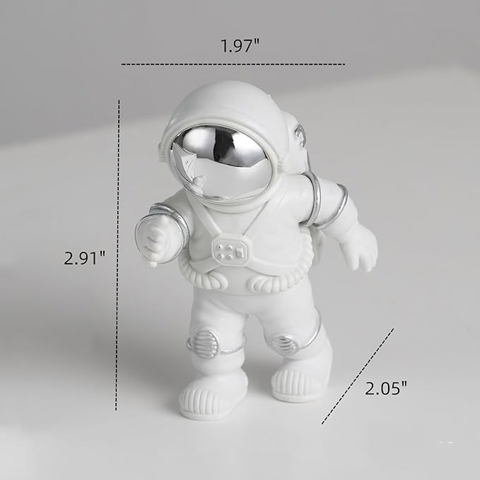 3 Pcs Silver White Astronaut Statues Set, Spaceman Sculpture Figurines Home Ornament Cake Toppers Gift-CasaMuseHome
