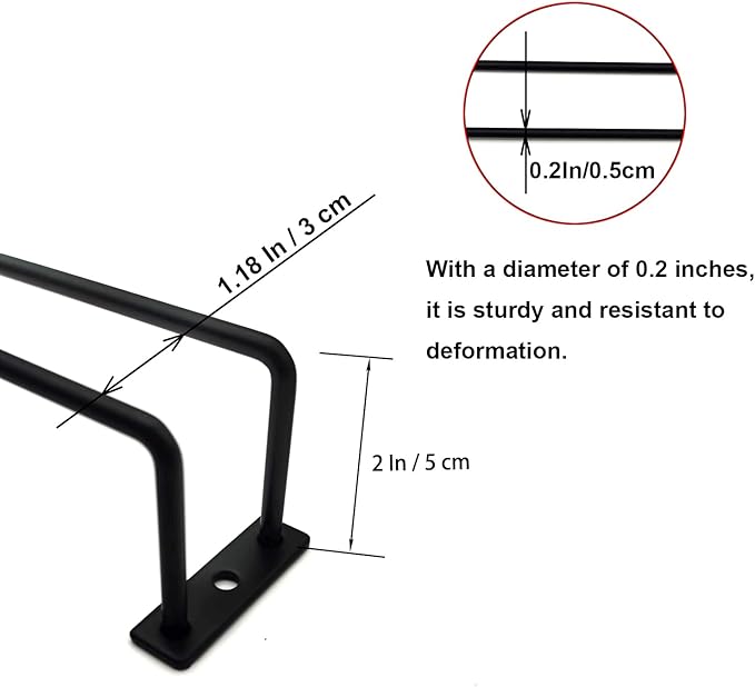 14-Inch Black Wine Glass Rack, Under Cabinet Wine Glass Holder, Stemware Rack, Hanging Stemware Holder, Set of 2-CasaMuseHome