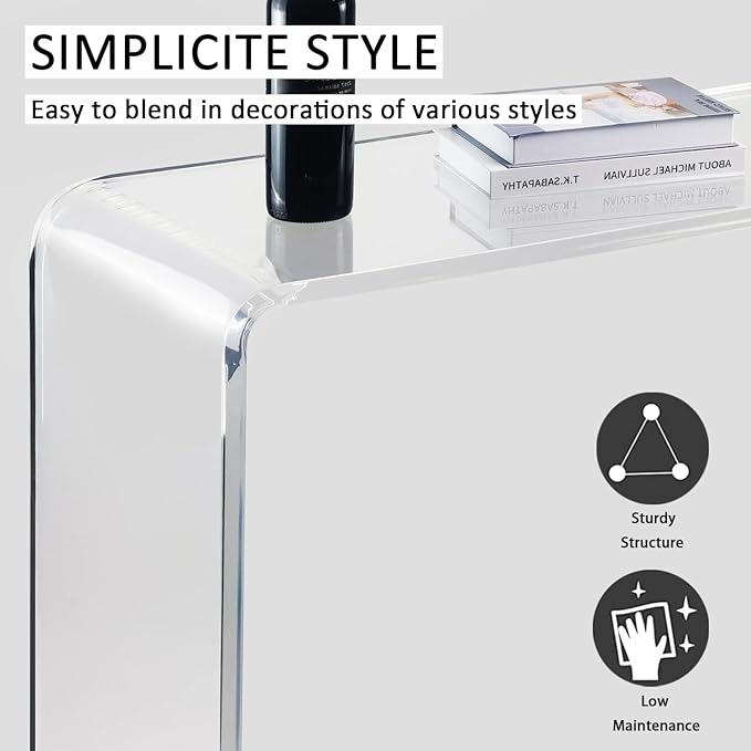 Acrylic Console Table, 37.5” L Thick Modern Entryway Table for Hallway, Living Room, Clear Acrylic Desk, 37.5” W x 29.25” H x 15.25” D, 220LBS Weight Capacity.-CasaMuseHome