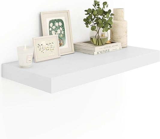 12" Deep White Floating Shelves,Over Toilet Long Wall Mounted Modern Farmhouse 36 inches,Wall Shelves with Invisible Brackets for Bedroom, Bathroom, Living Room, Kitchen, Set of 1-CasaMuseHome
