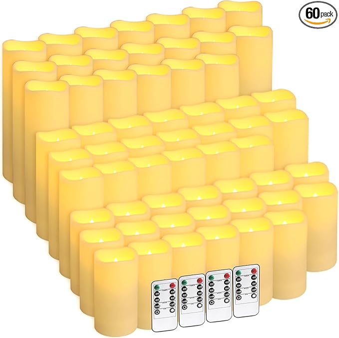 60-Pack LED Flameless Candles with Remote Control - Perfect for Home, Parties, and Special Occasions - Create a Magical Ambiance Effortlessly(Three Sizes)-CasaMuseHome