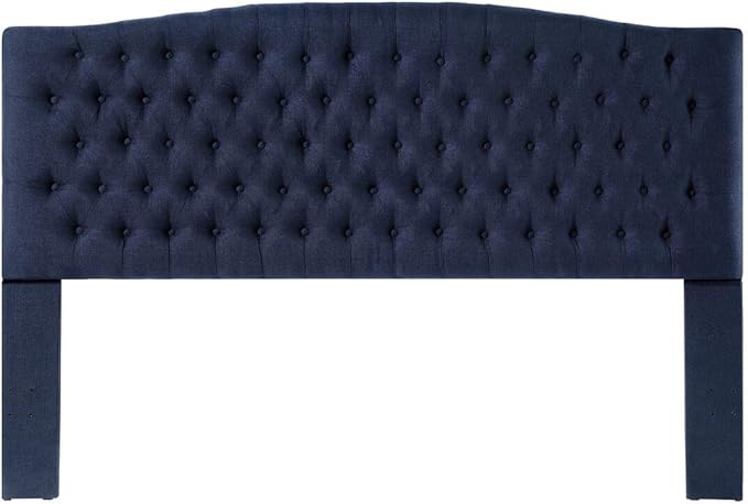 24KF Upholstered Tufted Button Linen Fabric Headboard,Comfortable Fashional Headboard King/CA King Size,Navy Blue-CasaMuseHome
