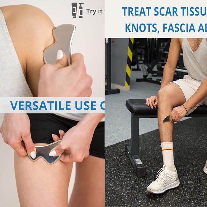 4 in 1 Stainless Steel Muscle Scraper Tool Set, IASTM Physical Therapy Massage Tools, Gua Sha Massage Scraping Tool with Storage Case-CasaMuseHome