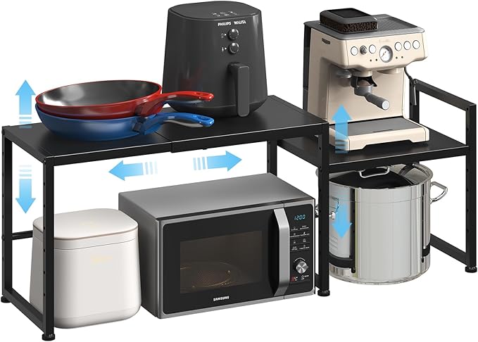 44.3 Inches Expandable Metal Storage Shelves,150LBS Heavy Duty Shelving Units and Storage For Appliance,Adjustable Utility Organization and Storage Shelf Rack For Kitchen Cabinet Closet Garage Pantry-CasaMuseHome