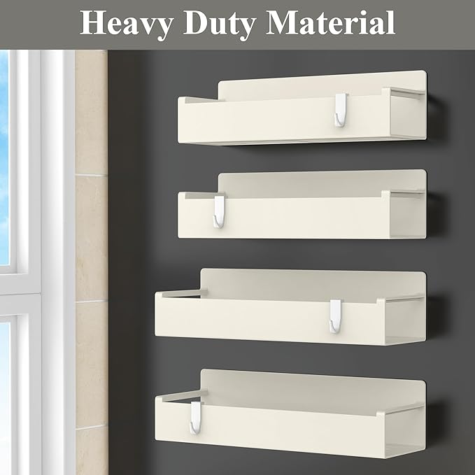 4 Pack Magnetic Spice Rack Organizer for Refrigerator and Oven, Cream White Fridge Organizers and Storage for Kitchen-CasaMuseHome