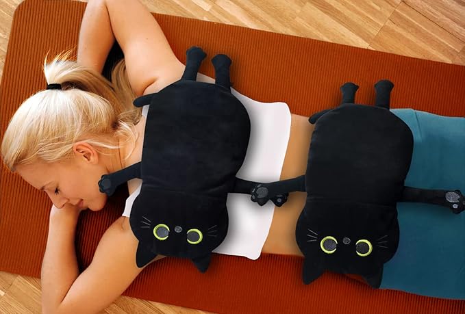 2PCS Microwave Heating Pads for Cramps Pain Relief, 17 * 9" Moist Microwavable Period Menstrual Heat Packs for Cramps, Back, Neck, Shoulder, Abdomen, Black Cat-CasaMuseHome