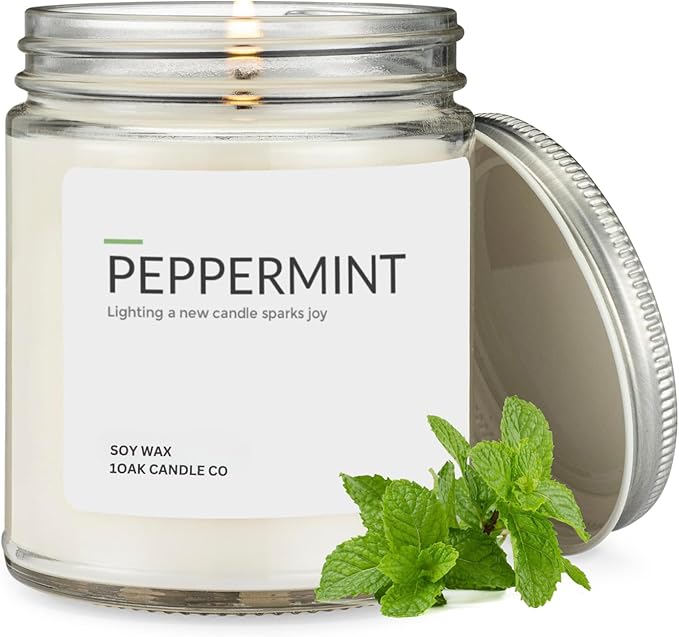 1OAK Soy Wax Scented Candles - Peppermint Candle - Scented Candles for Home (7oz.)-CasaMuseHome