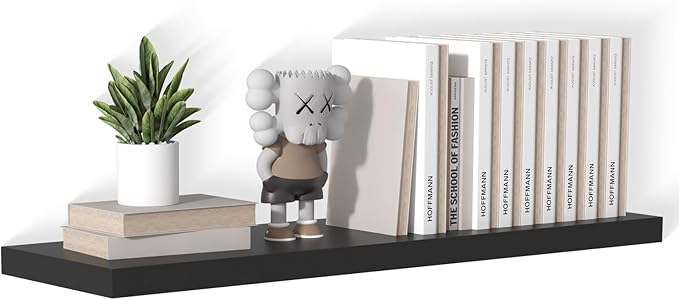 40 Inch Floating Shelf 1 Pack Large Floating Shelves for Wall No Drilling Accessories Included Deep Wall Shelves for Living Room Kitchen Farmhouse 40" W x 12" D x 1.2" Black-CasaMuseHome