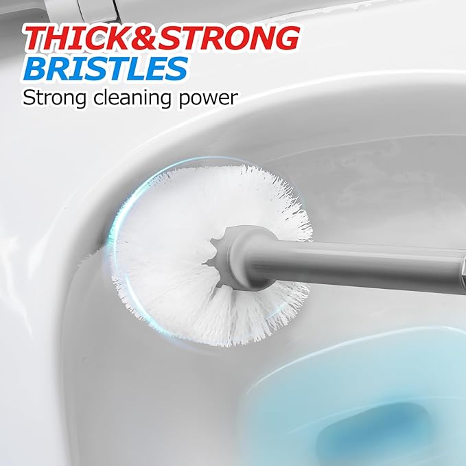 2Pack 2 in 1 Toilet Brush and Plunger Set, Extended Handle Plunger，Toilet Bowl Brush Plunger Set,Bathroom Cleaning Tools ，Toilet Brush Plunger Combo，Cleaning Brush，Cleaning Supplies（Dark Grey）-CasaMuseHome