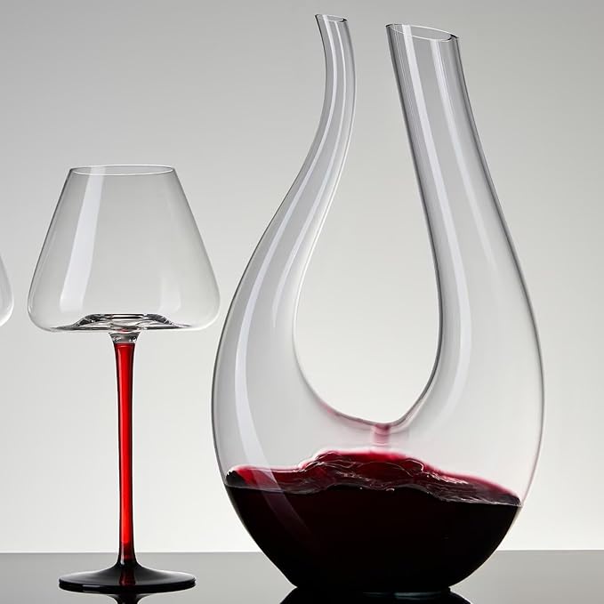1PC Luxurious U-Shaped Crystal Glass Wine Decanter - High-End European Style, Harp Design, Red Wine, Large Capacity, Perfect for Home, Restaurant, and Household Use-CasaMuseHome