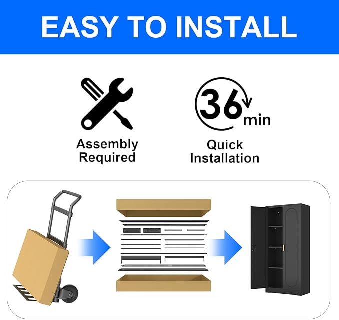 60" Tall Kitchen Pantry Cabinet, Metal Pantry Cabinet with Doors and Adjustable Shelves, Black Utility Storage Cabinet with Handles for Dining Room, Bathroom, Laundry Room - Assemble Required-CasaMuseHome