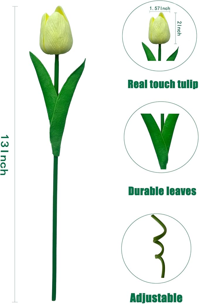 15pcs Artificial Tulips Flowers Real Touch Latex Bouquet Fake Tulips for Office Wedding Party Home Kitchen Garden Decoration-CasaMuseHome