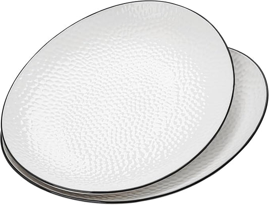 15" Large Serving Platter - Oval Large Serving Tray, Ceramic Serving Dish, White Platters for Serving Food, Appetizers, Entertaining, Party, Set of 2-CasaMuseHome