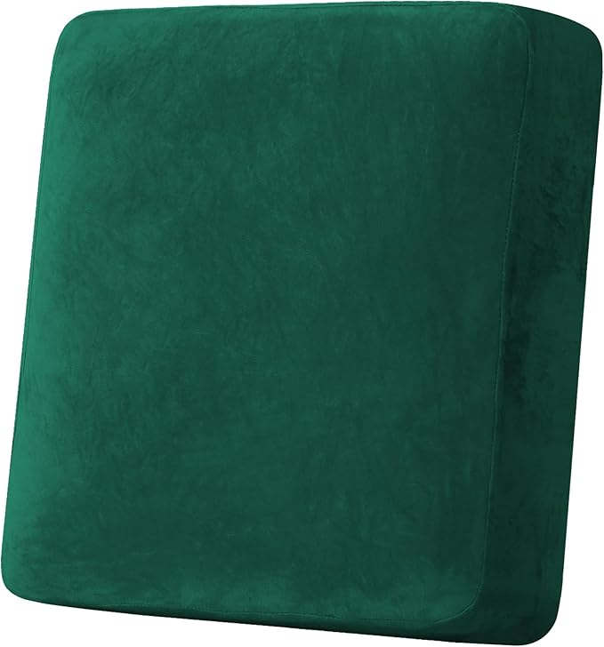 H.VERSAILTEX Velvet Stretch Couch Cushion Cover Plush Cushion Slipcover for Chair Cushion Furniture Protector Seat Cushion for Sofa Cover (1 Piece Armchair Cushion Covers, Vintage Green)-CasaMuseHome