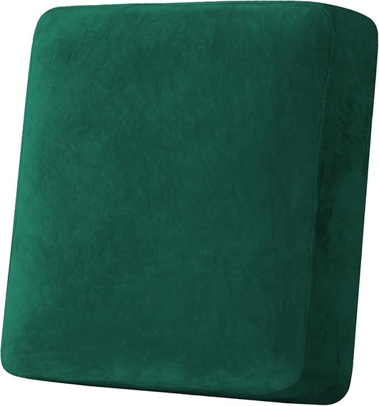 H.VERSAILTEX Velvet Stretch Couch Cushion Cover Plush Cushion Slipcover for Chair Cushion Furniture Protector Seat Cushion for Sofa Cover (1 Piece Armchair Cushion Covers, Vintage Green)-CasaMuseHome