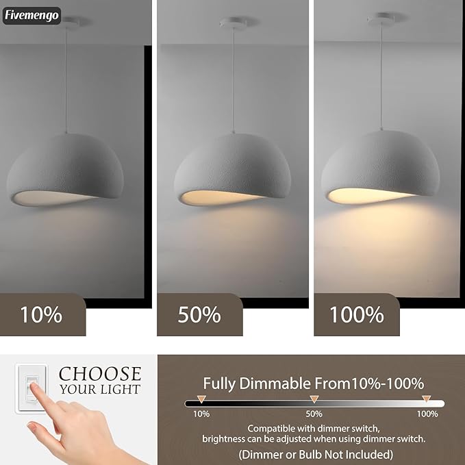 15.7in Wabi Sabi Pendant Lights Kitchen Island Lighting Fixture Ceiling Mount White Modern Japanese Lamp Japandi Chandelier for Dining Living Room Hallway Bedroom Restaurant Hanging Lamp-CasaMuseHome