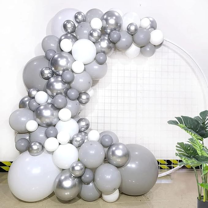 130pcs Gray Balloons Different Sizes 18" 12" 10" 5" Pastel Gray Balloons for Boys Girls Birthday Baby Shower Gender Reveal Wedding Decorations-CasaMuseHome