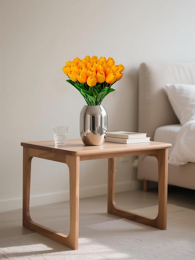 15 Heads Artificial Flowers PU Real Touch Tulip Bouquets Orange Tulips Faux Tulips Latex Fake Flower Bouquet for Spring Wedding Home Décor Centerpiece Arrangements-CasaMuseHome