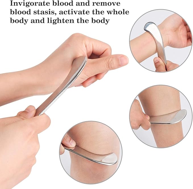 3 in 1 Guasha Massage Tool, Grade Stainless Steel Scraping Tool for Soft Tissue Upgrade Physical Therapy Stuff,Used for Back, Legs, Arms,Neck,Shoulder, Gua sha Tool… (Square+S-Shape+D-Shape)-CasaMuseHome