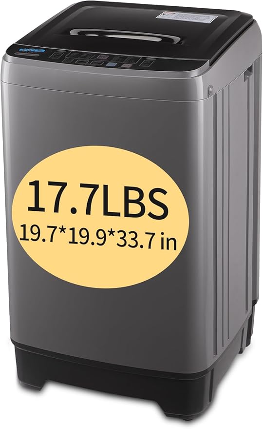 17.7 lbs Full-Automatic Washing Machine with LED Display, Portable Compact Laundry Washer with Drain Pump, 10 Wash Programs 8 Water Levels, Grey-CasaMuseHome