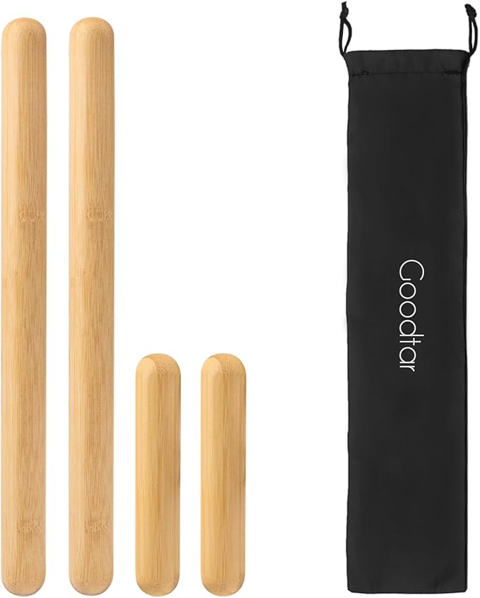 4PCS Solid Bamboo Massage Sticks & Guasha Set with Roller/Stick - 100% Bamboo Therapy Tools for Neck/Arm/Back/Legs/Full Body, Deep Tissue Massage, Muscle Relaxation, Body Shaping, Fatigue Relief-CasaMuseHome