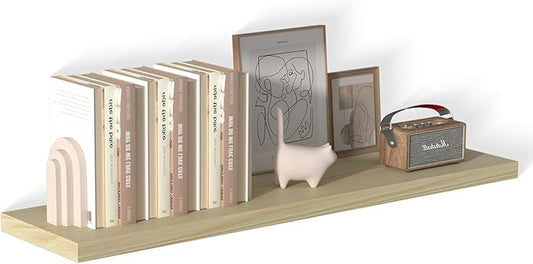 48 Inch Floating Shelf 1 Pack Large Floating Shelves for Wall No Drilling Accessories Included Deep Wall Shelves for Living Room Kitchen Farmhouse 48" W x 12" D x 1.2" Oak-CasaMuseHome