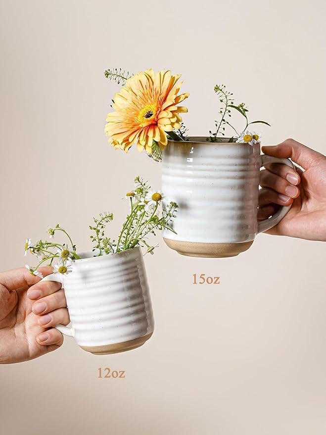 LE TAUCI Coffee Mugs 15 oz,Ceramic Mug Set, Coffee Cups for Latte, Hot Tea, Cappuccino, Mocha, Cocoa, Dishwasher Safe, Suit For Housewarming Wedding- 3.5 inch, Set of 4, Arctic White-CasaMuseHome