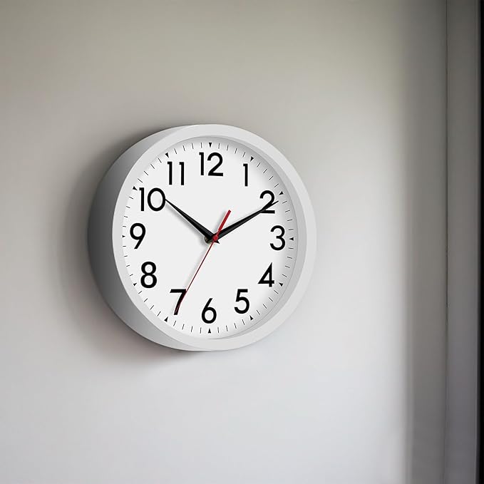 12 Inch Wall Clock Silent Non-Ticking Battery Operated Analog Clock Decorative for Office Kitchen Outdoor Living Room Classroom Bedroom Bathroom School(Black)-CasaMuseHome