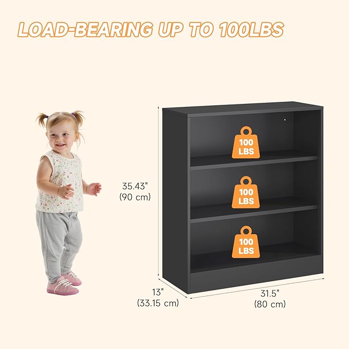 3-Tier Metal Open Shelf Bookcase, Bookcase with Adjustable Shelves, Floor Standing Book Shelf, Freestanding Display Storage Shelves, Curio Cabint Display Case for Small Places/Living Room/Corner-CasaMuseHome