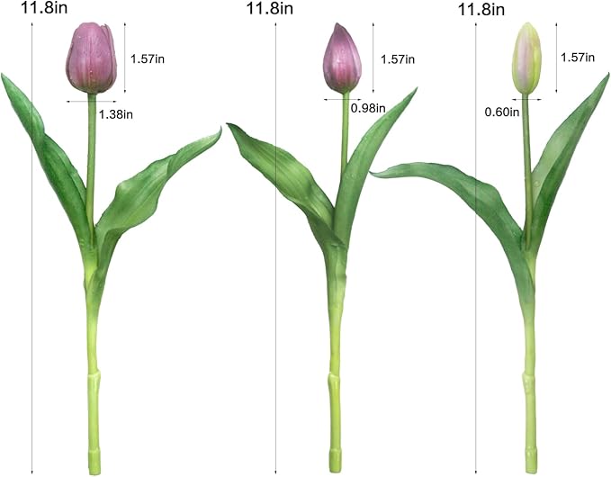 15pcs Artificial Tulips Flowers, Fake Tulips Real Touch, Faux Latex Bouquets, for Party Wedding Home Room Decoration (Purple)-CasaMuseHome