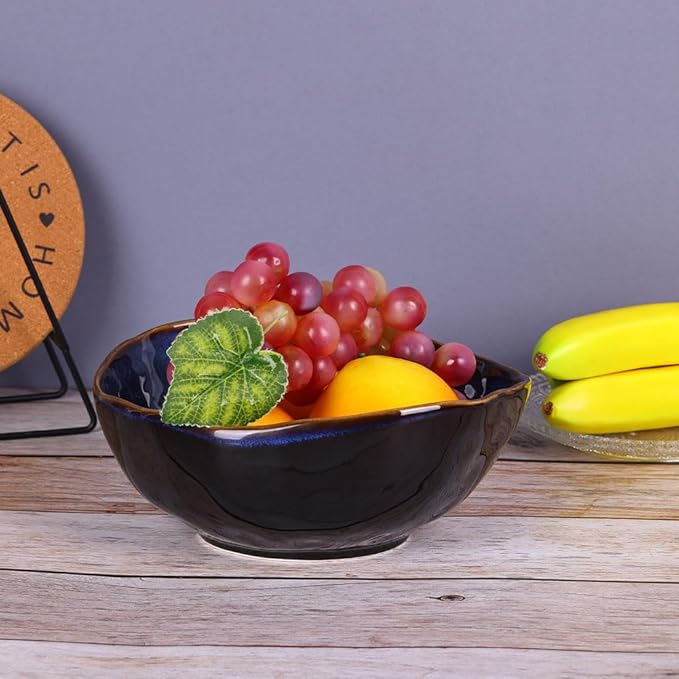 6" Blue Ceramic Decorative Bowl, Entryway Table Decor Pottery Key Bowl, Candy Dish, Salad Bowl, Blue Decor Small Jewelry Trinket Dish for Bedroom, Centerpiece, Bedside Table, Living Room Decor-CasaMuseHome