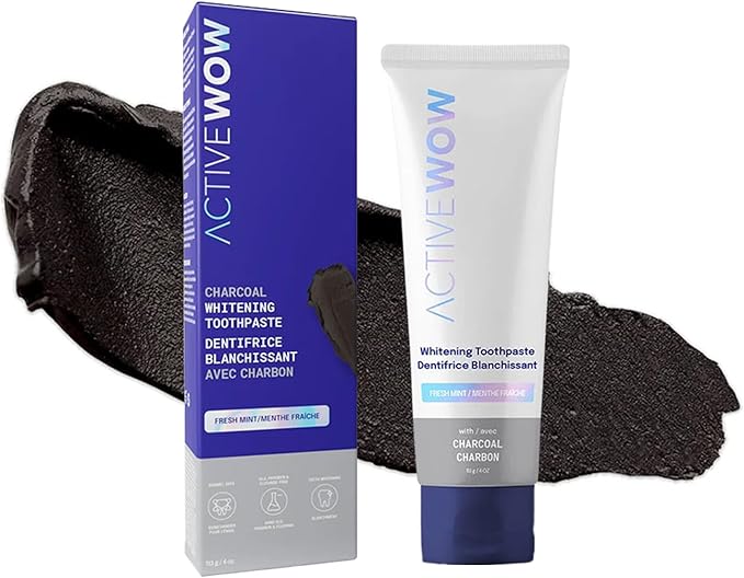 Active Wow Activated Charcoal Toothpaste - for Whitening Teeth, Made with Organic Coconut Oil & Xylitol, Charcoals Activated-Toothpaste (4 Ounce (Pack of 1)-CasaMuseHome